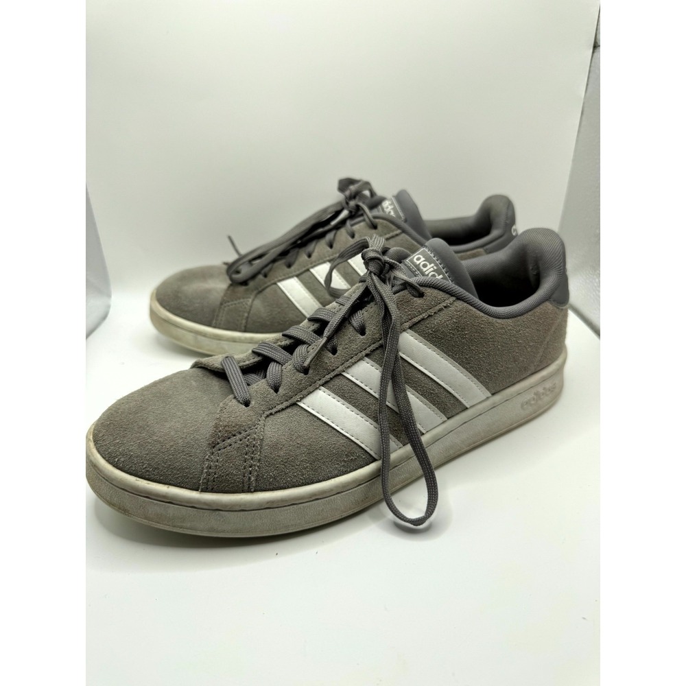 Adidas Grand Court F36412 Mens 9 Sneaker Gray Cloud White Suede Lace Up Shoes